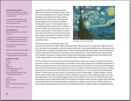 Drawing on History - Van Gough Art Project - Homeschool High School Art Lesson