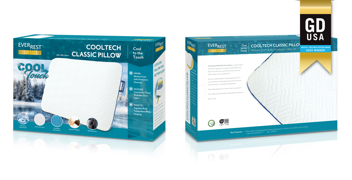 Award Winning Packaging Designer - Graphic Desiger - Studio 101 West Marketing & Design Award Winning Packaging Design - Memory Foam Pillow Box Design - Graphic Design USA Awards Winner - GDUSA American Graphic Design 2025 Winner - Graphic Design Near me in San Luis Obispo - Graphic Designer- Studio 101 West Marketing and Design