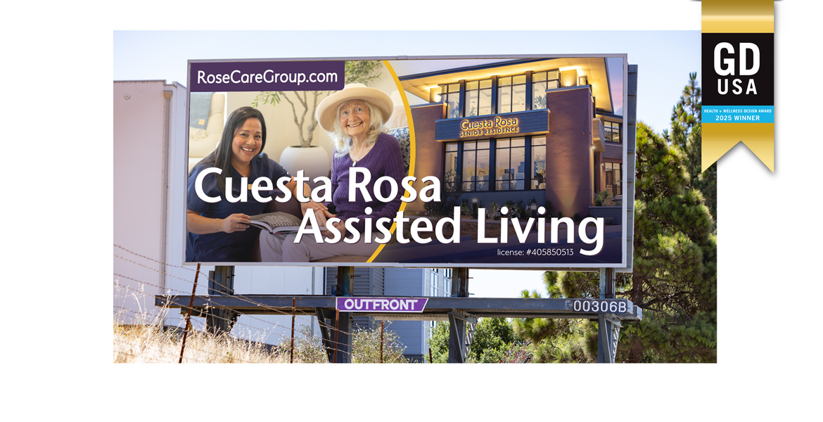 Award Winning Graphic Design - Graphic Desiger - Studio 101 West Marketing & Design Award Winning Billboard Design - Assisted Living Facility Marketing Firm - Graphic Design USA Awards Winner 2025 - GDUSA American Graphic Design 2025 Winner - Graphic Design Near me in Atascadero - Graphic Designer- Studio 101 West Marketing and Design